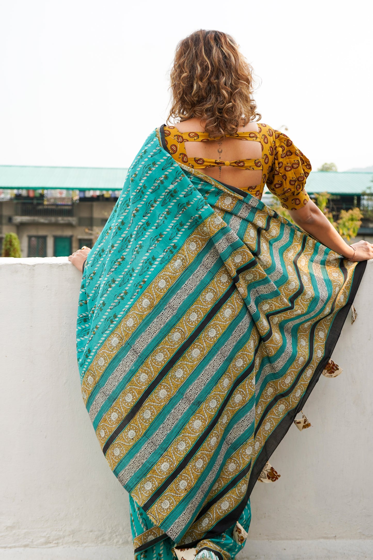 Handblocked cotton saree