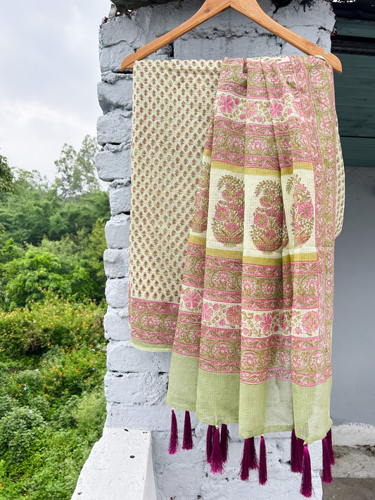 Blockprinted Kota doriya saree