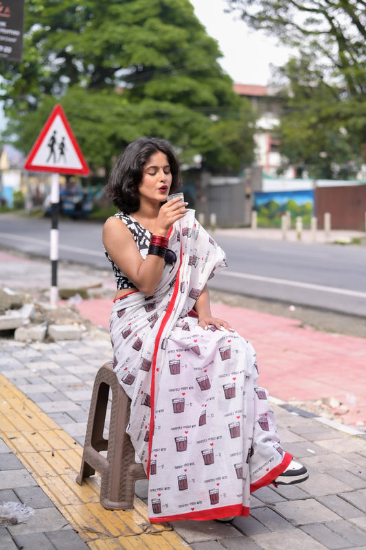 Blockprinted cotton saree