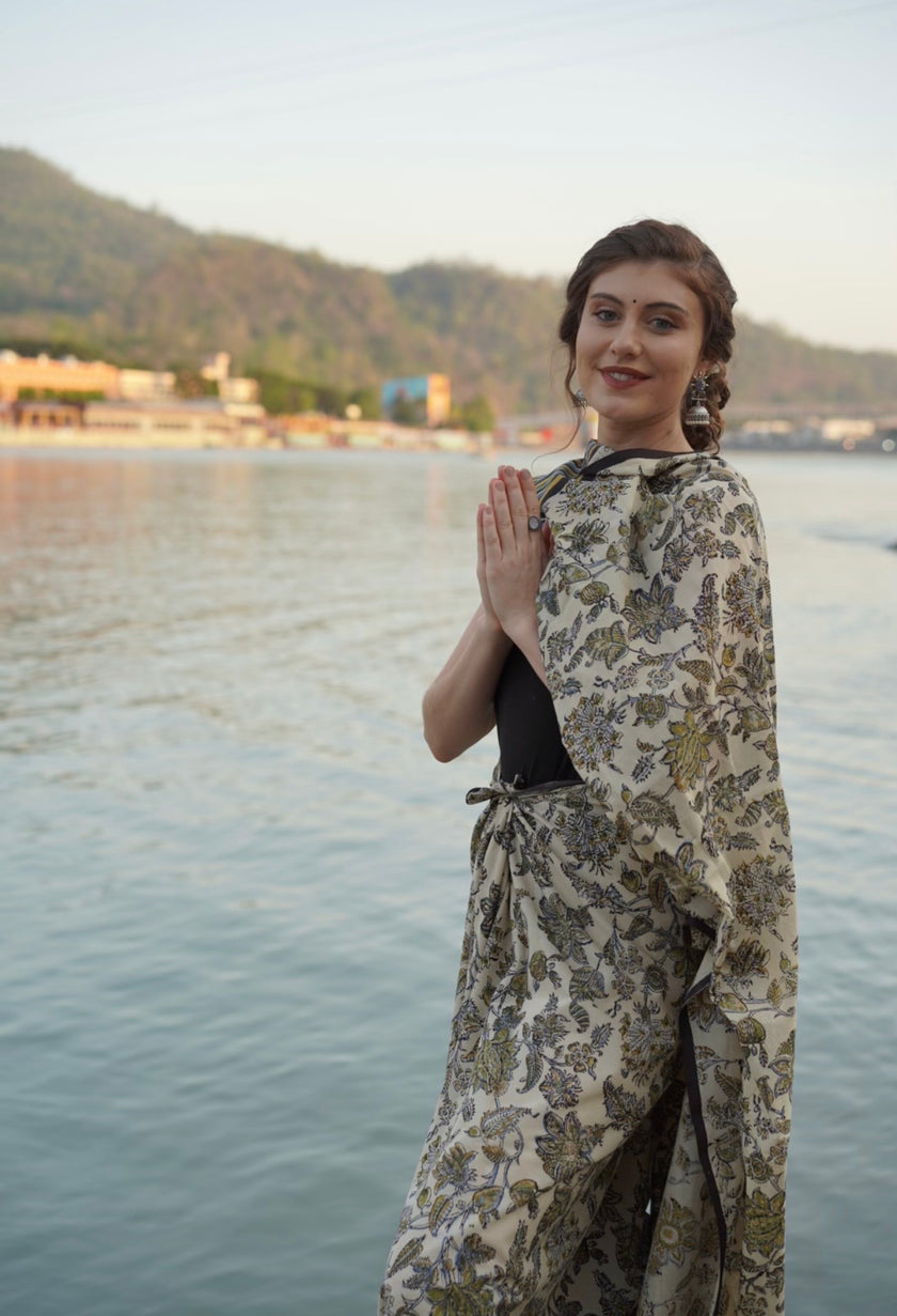 Handblock cotton saree